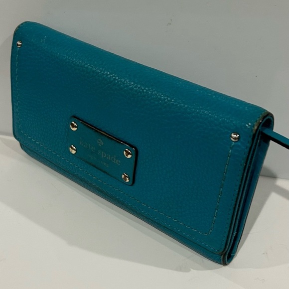 Kate Spade Turquoise Pebble Leather Wallet Clutch - Picture 9 of 9